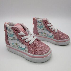 Vans Toddler Girls 4 Sk8-Hi Zip Shoe Pink Glitter